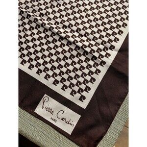 Pierre Cardin Logo Scarf Brown and White 1970s